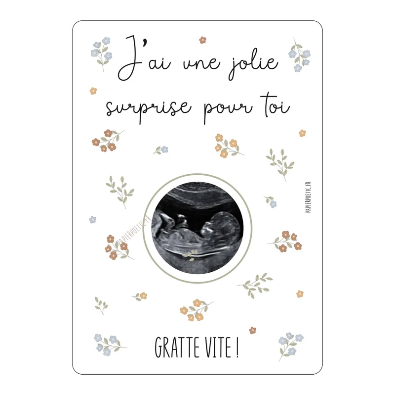 Carte à gratter “échographie” bloom