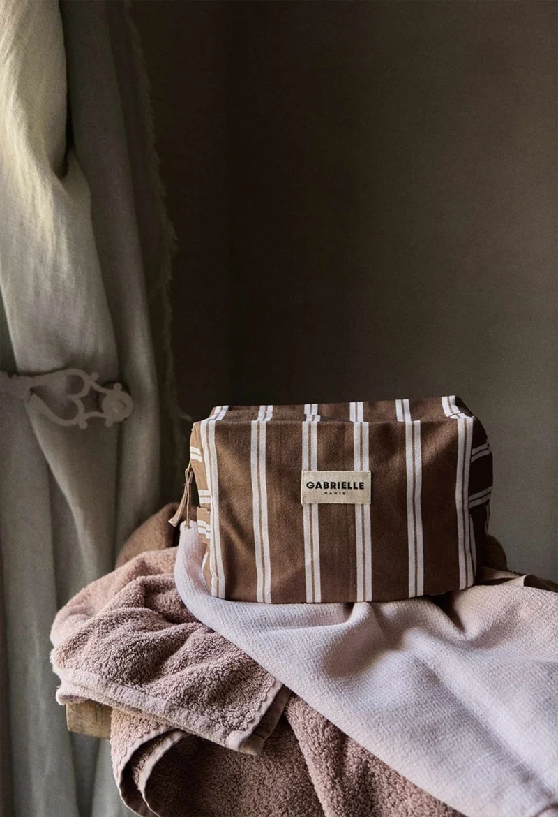 Trousse de Toilette Rayures Noisette - Gabrielle Paris