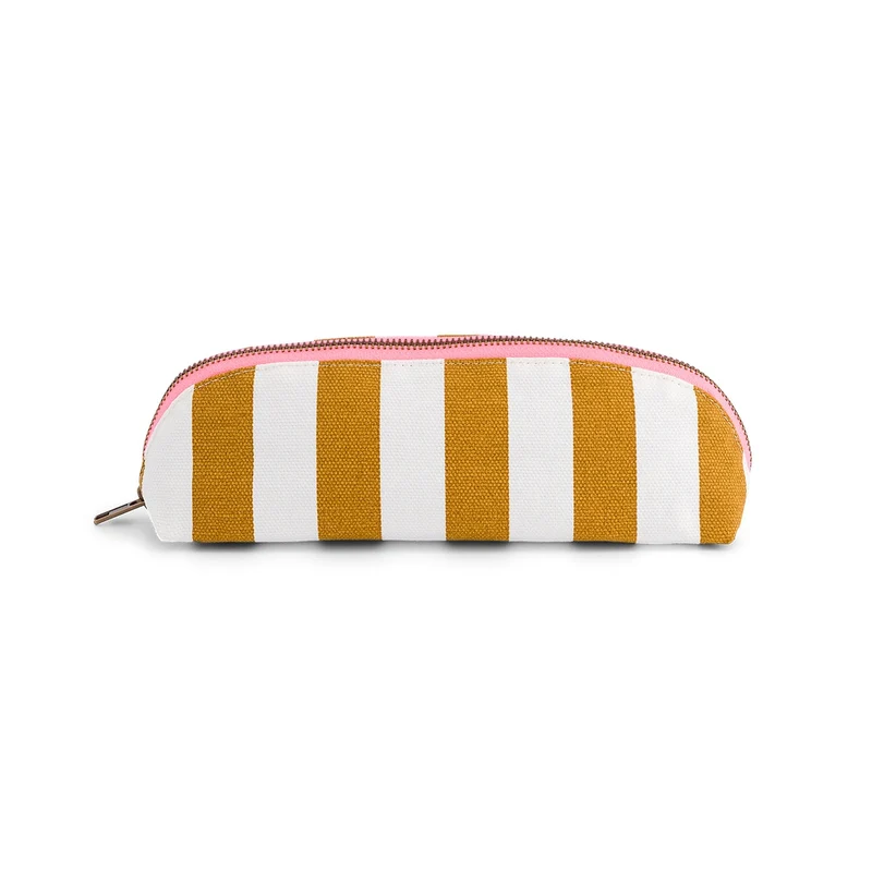 Trousse Gaston Rayé Écru Caramel - Rose In April