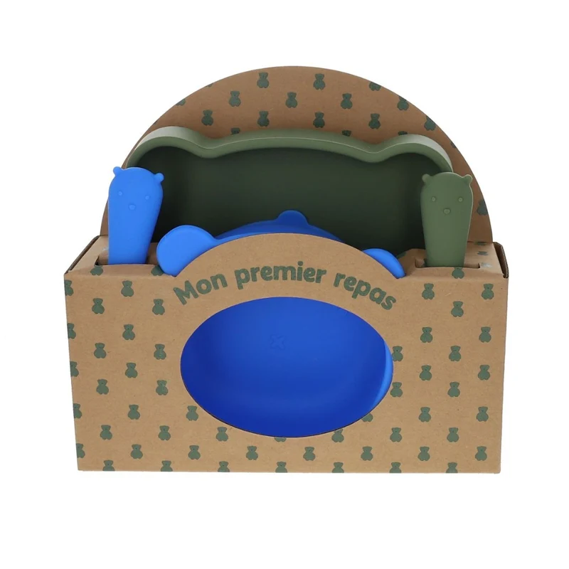 Set Repas Kaki et Bleu - Petit Toi