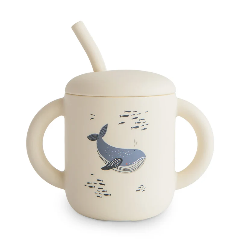 Tasse et Paille en Silicone Baleine - Mushie