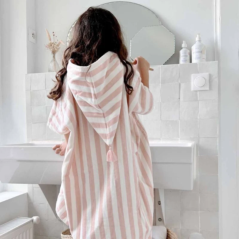 Poncho Suzon Rayures Rose - Rose In April