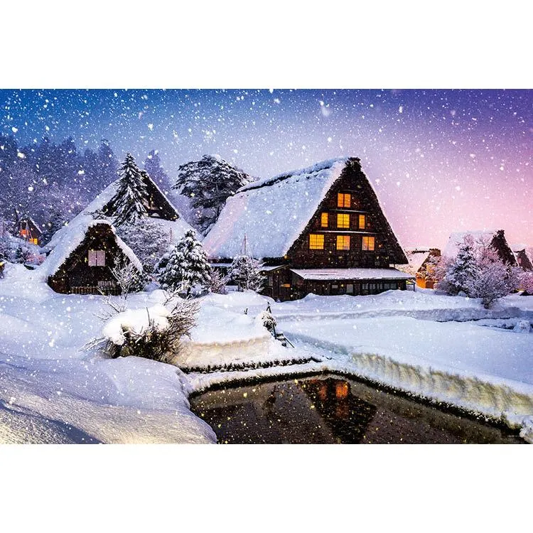 Puzzle Širakawa-go v zimním večerním Gifu 1000 dílků YAM-10-1407