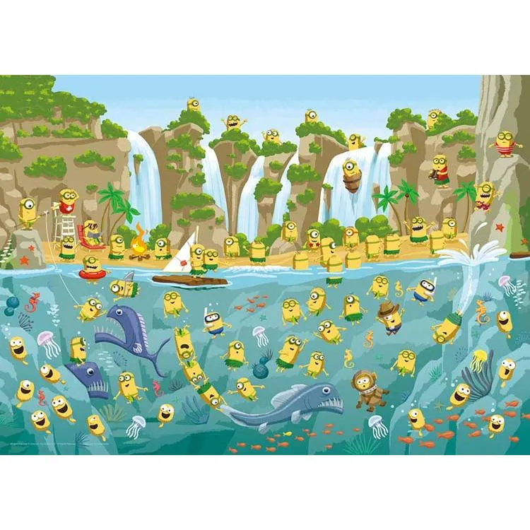 Puzzle Najděte Mimoně! Prehistorická plážová párty! Mimoni 500 dílků YAM-05-1083