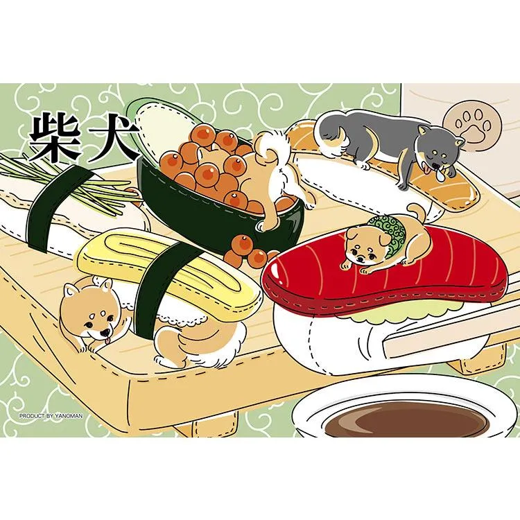 Puzzle Lahodné! Shiba Inu Sushi nebe 70 dílků YAM-97-314 YANOMAN