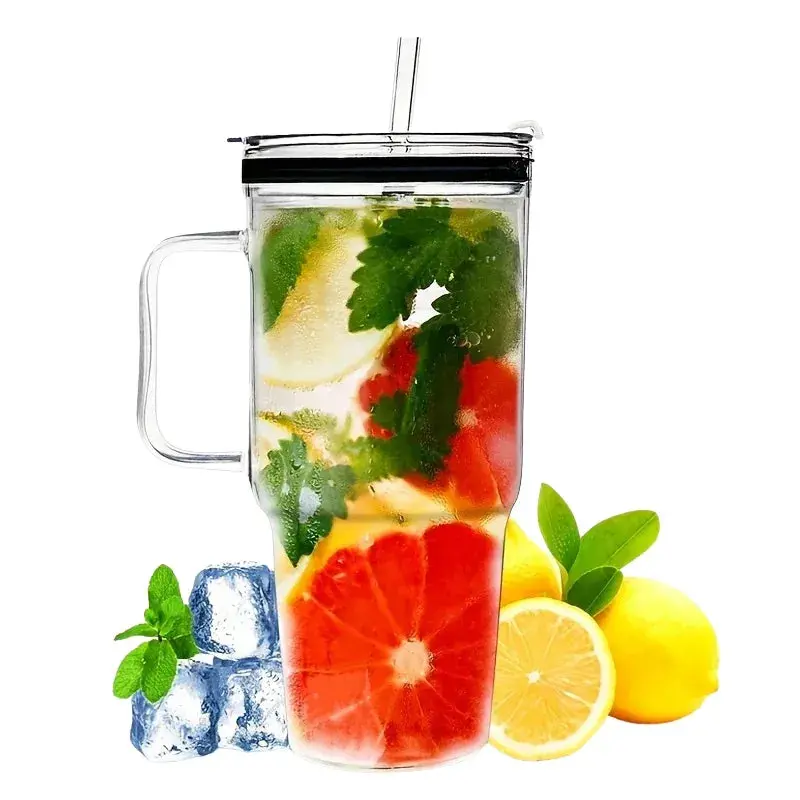 Gourde d'Eau En Verre Avec Paille 40oz
