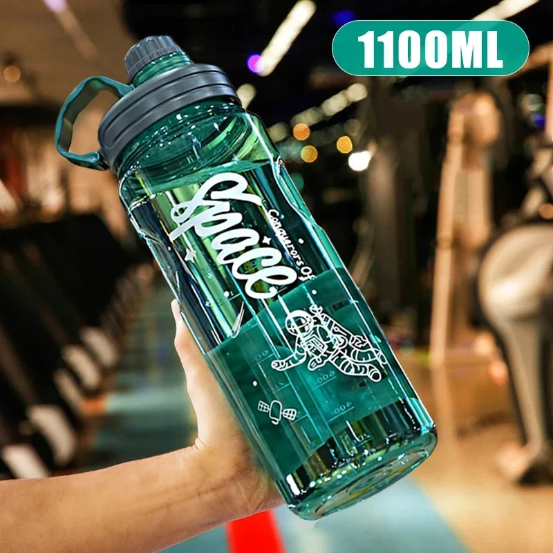 Gourde d'Eau Graduée Transparente Vert 1.1 L
