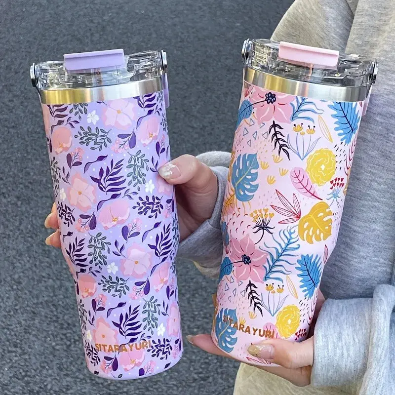 Gourde Thermos Isotherme Fleurie 900 ml