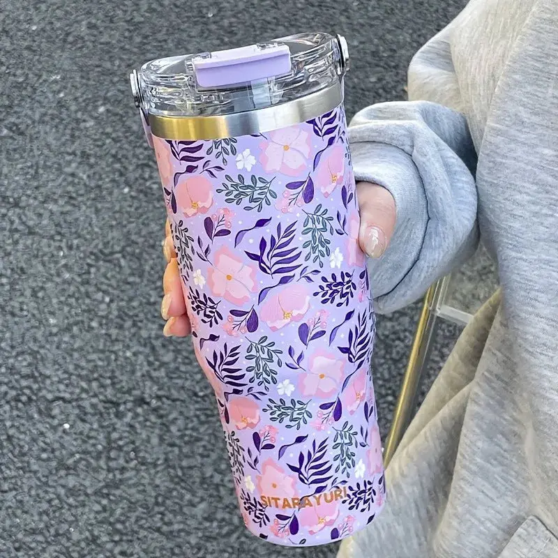 Gourde Thermos Isotherme Fleurie 900 ml