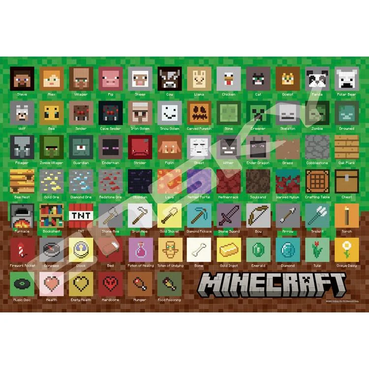 Puzzle Pixel Icons Minecraft – 1000 dílků, ENS-1000T-195