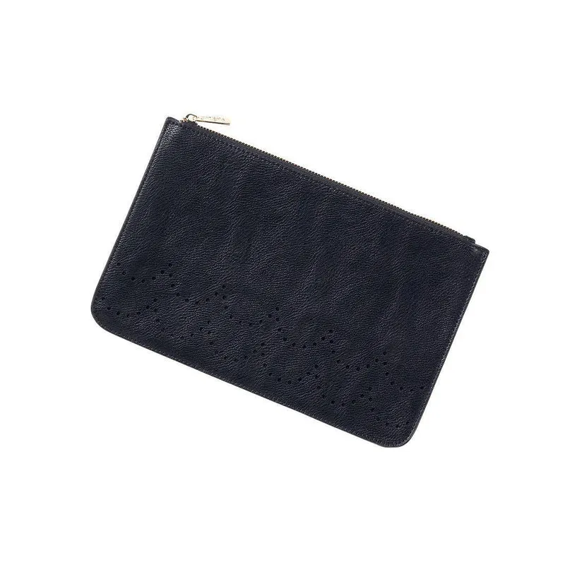 Black Ava Vegan Leather Clutch - Personalized