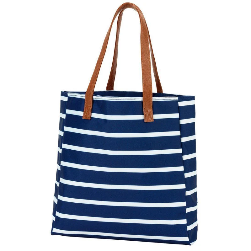 Navy Stripe Tote - Personalized