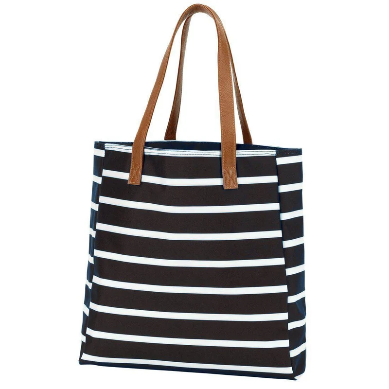 Black Stripe Tote - Personalized