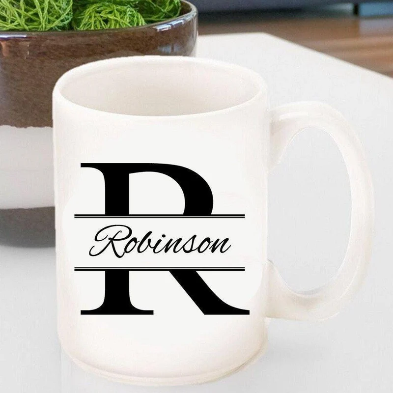 Stamped Monogram Designed Coffee Mug