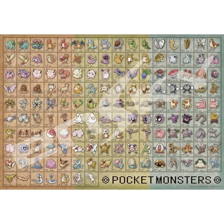 Puzzle Pokémon Encyklopedie Č. 001–Č. 151 – 1000 dílků, ENS-1000T-31