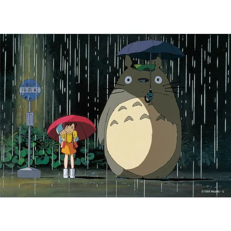 Puzzle Deštivá autobusová zastávka Můj soused Totoro – 108 dílků, ENS-108-607