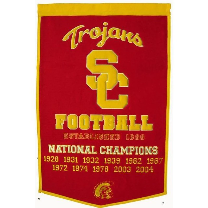 University of Southern California Vintage Wool Dynasty Banner With Cafe Rod