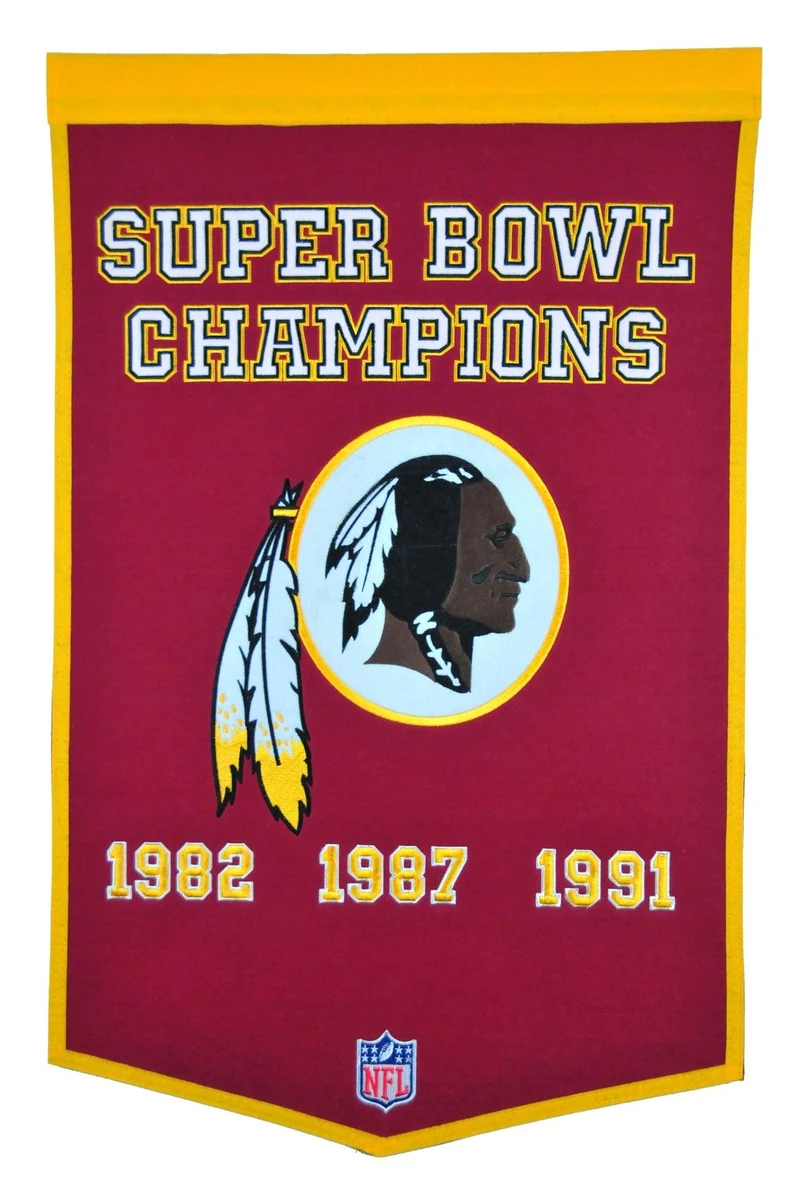 Washington Redskins Vintage Wool Dynasty Banner With Cafe Rod