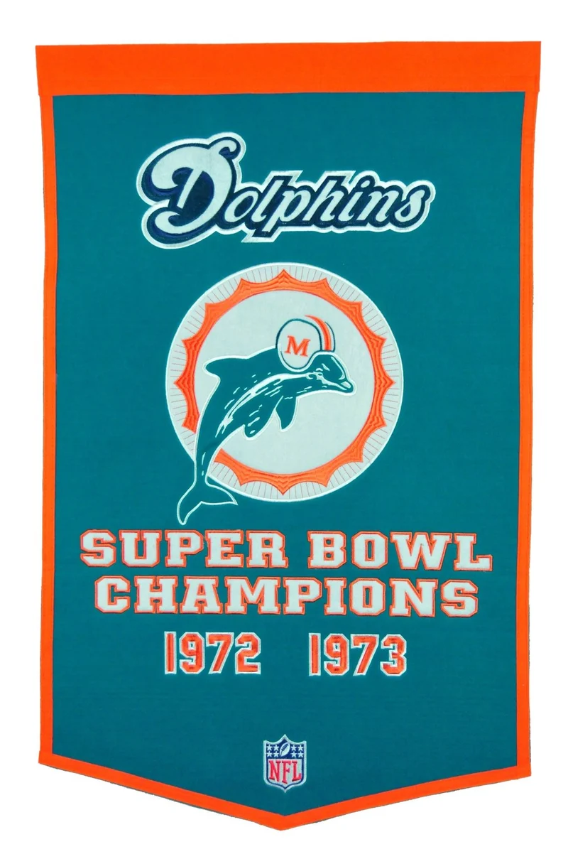Miami Dolphins Vintage Wool Dynasty Banner With Cafe Rod
