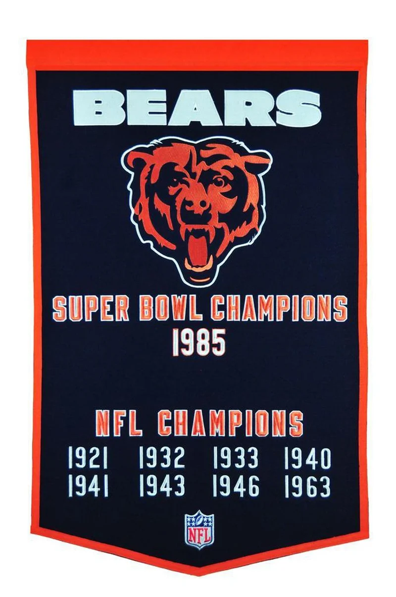 Chicago Bears Vintage Wool Dynasty Banner With Cafe Rod