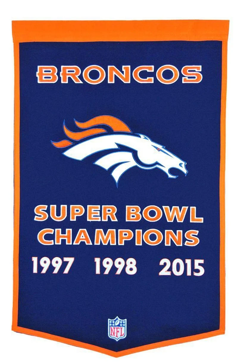 Denver Broncos Vintage Wool Dynasty Banner With Cafe Rod