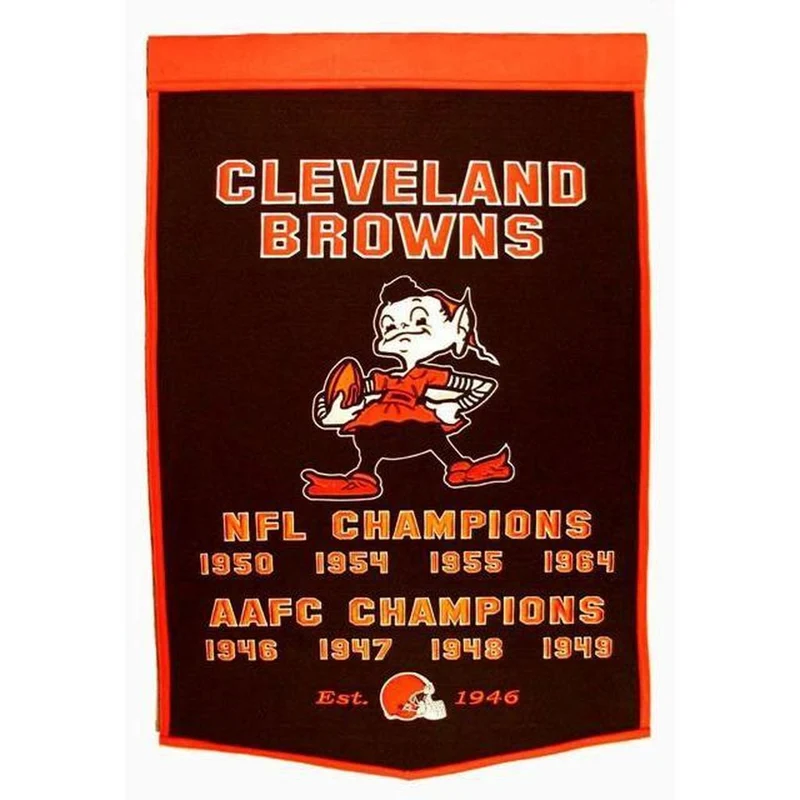 Cleveland Browns Vintage Wool Dynasty Banner With Cafe Rod