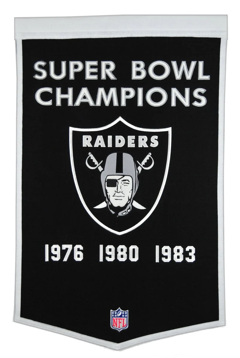 Oakland Raiders Vintage Wool Dynasty Banner With Cafe Rod
