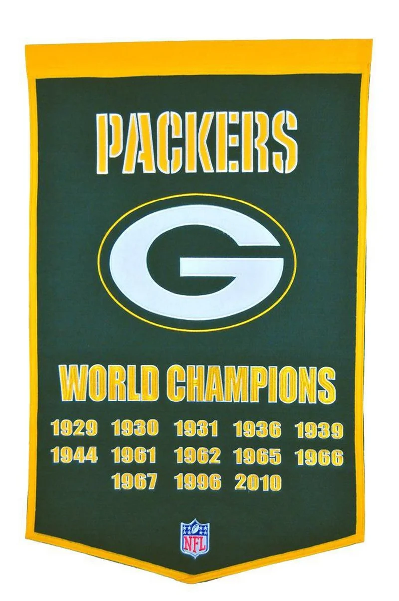 Green Bay Packers Vintage Wool Dynasty Banner With Cafe Rod