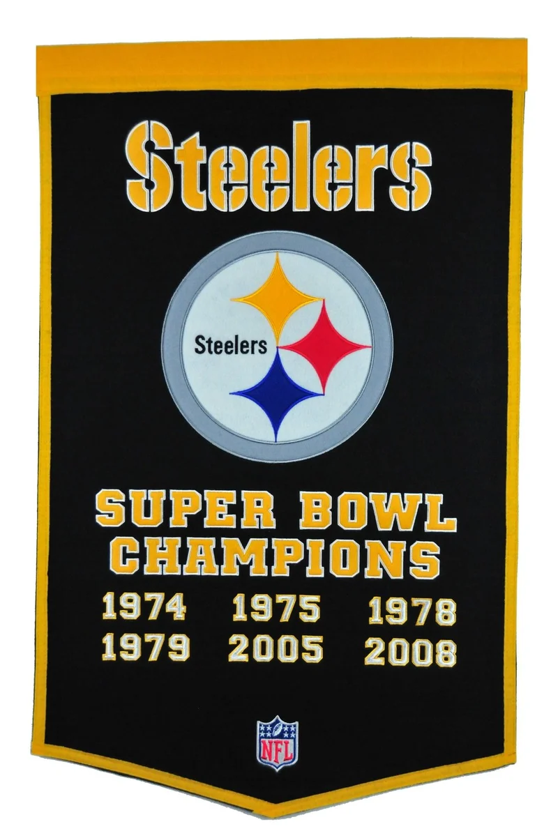 Pittsburgh Steelers Vintage Wool Dynasty Banner With Cafe Rod