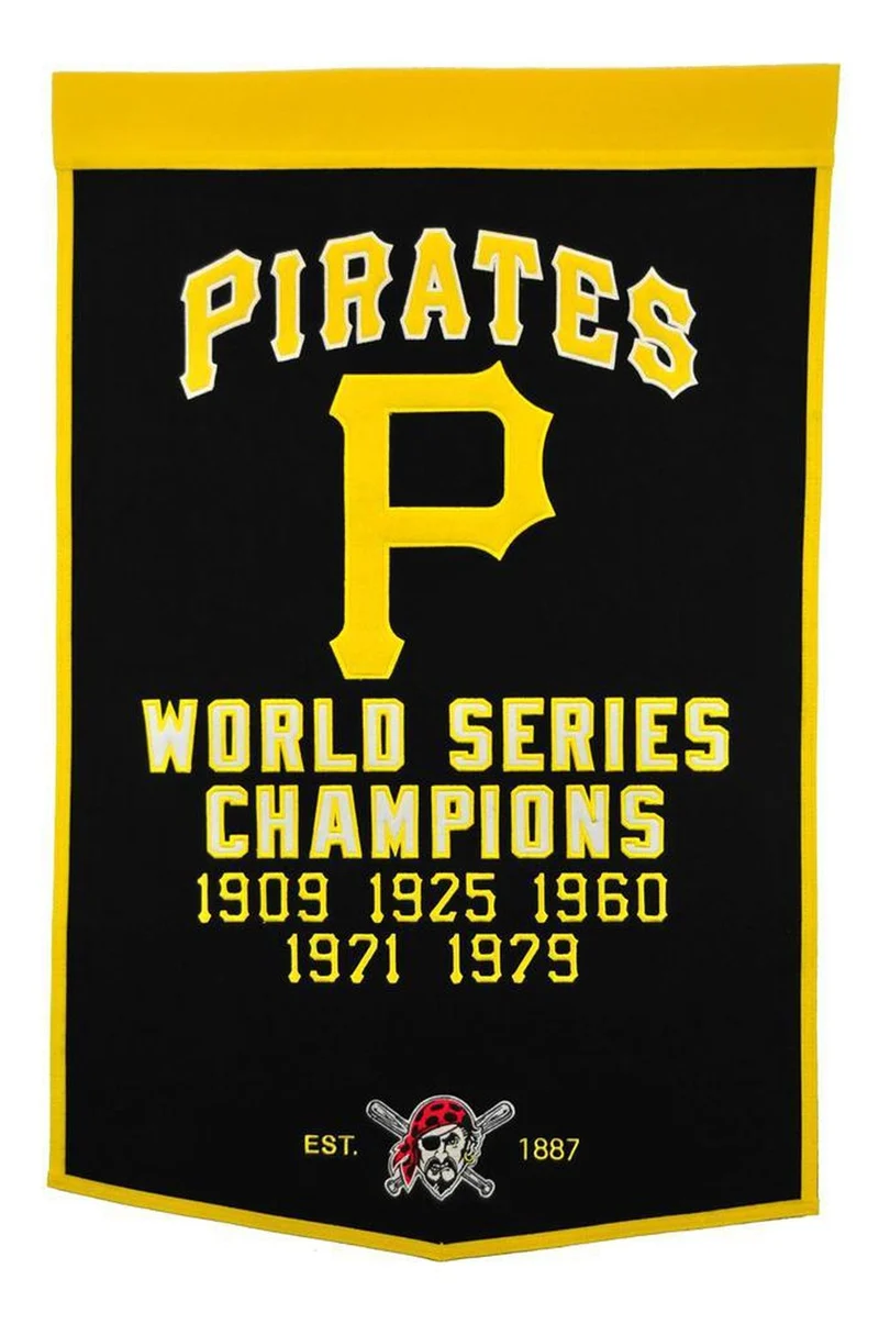 Pittsburgh Pirates Vintage Wool Dynasty Banner With Cafe Rod