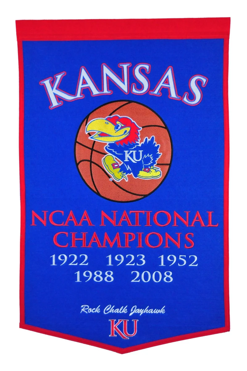 Kansas University Vintage Wool Dynasty Banner With Cafe Rod