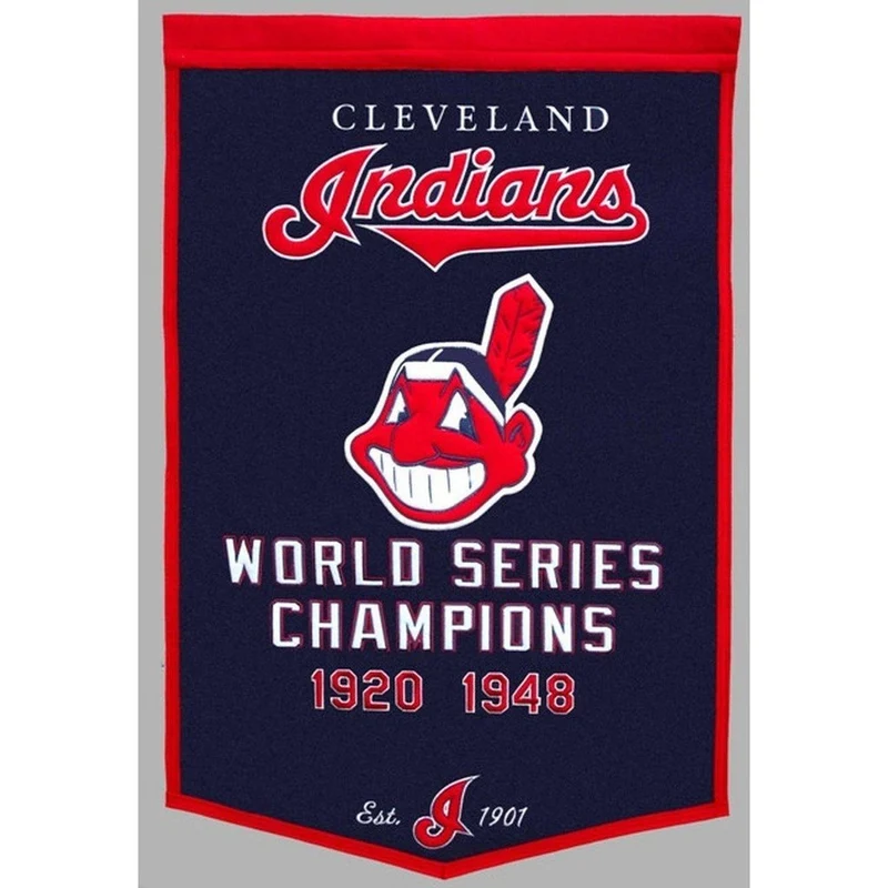 Cleveland Indians Vintage Wool Dynasty Banner With Cafe Rod