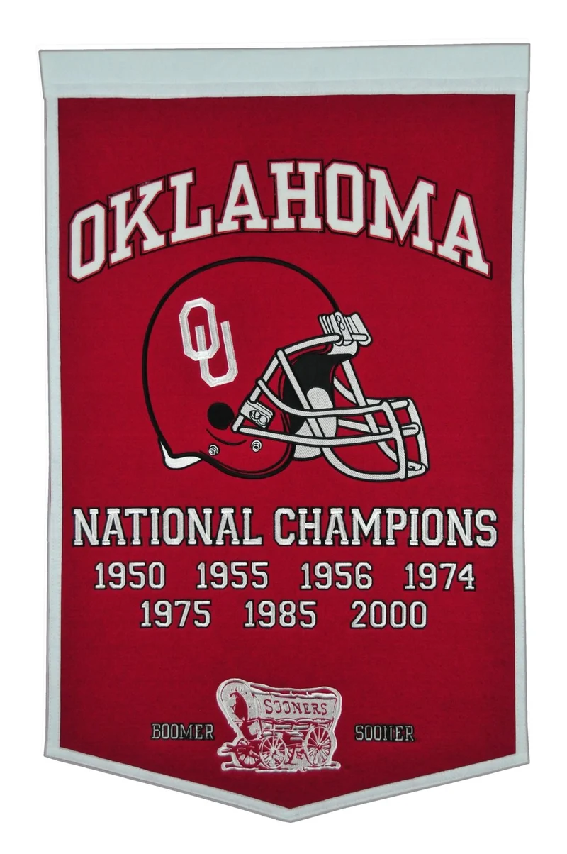 University of Oklahoma Vintage Wool Dynasty Banner With Cafe Rod
