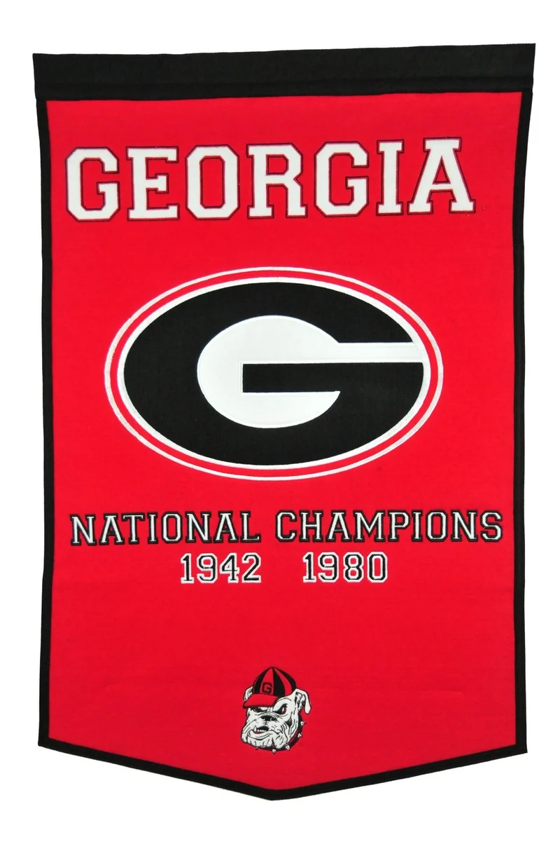 University of Georgia Vintage Wool Dynasty Banner With Cafe Rod