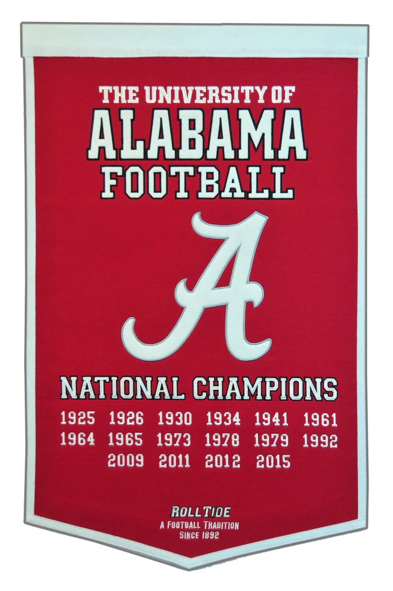 University of Alabama Vintage Wool Dynasty Banner With Cafe Rod