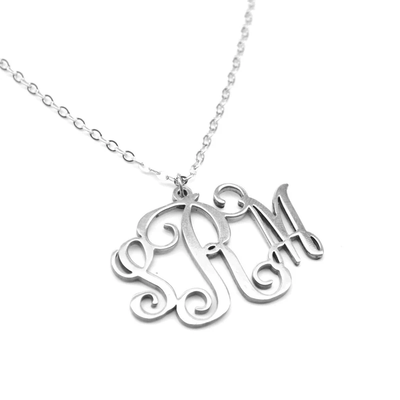 Sterling Silver Vine Monogram Pendant - Handcrafted in the USA