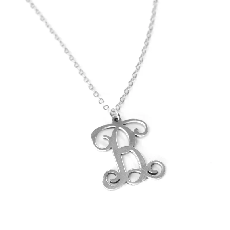 Sterling Silver Vine Initial Pendant - Handcrafted in the USA
