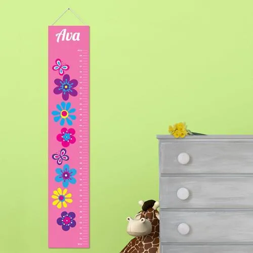 Frilly Floral Children's Personalized Height Chart
