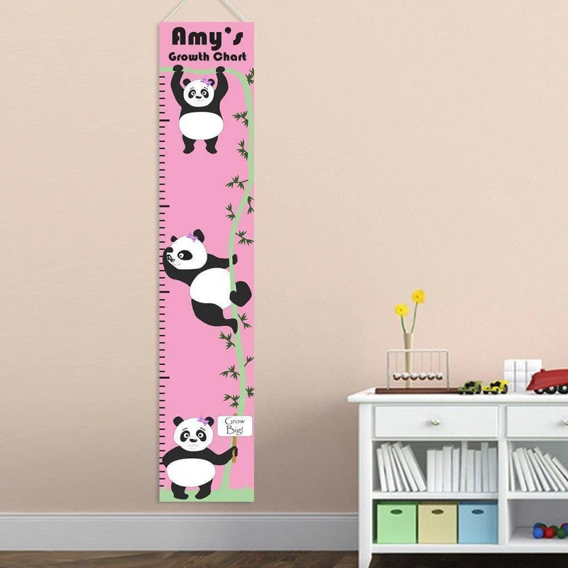 Hanging Girl Pandas Personalized Height Chart