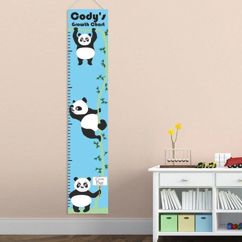 Hanging Boy Pandas Personalized Height Chart