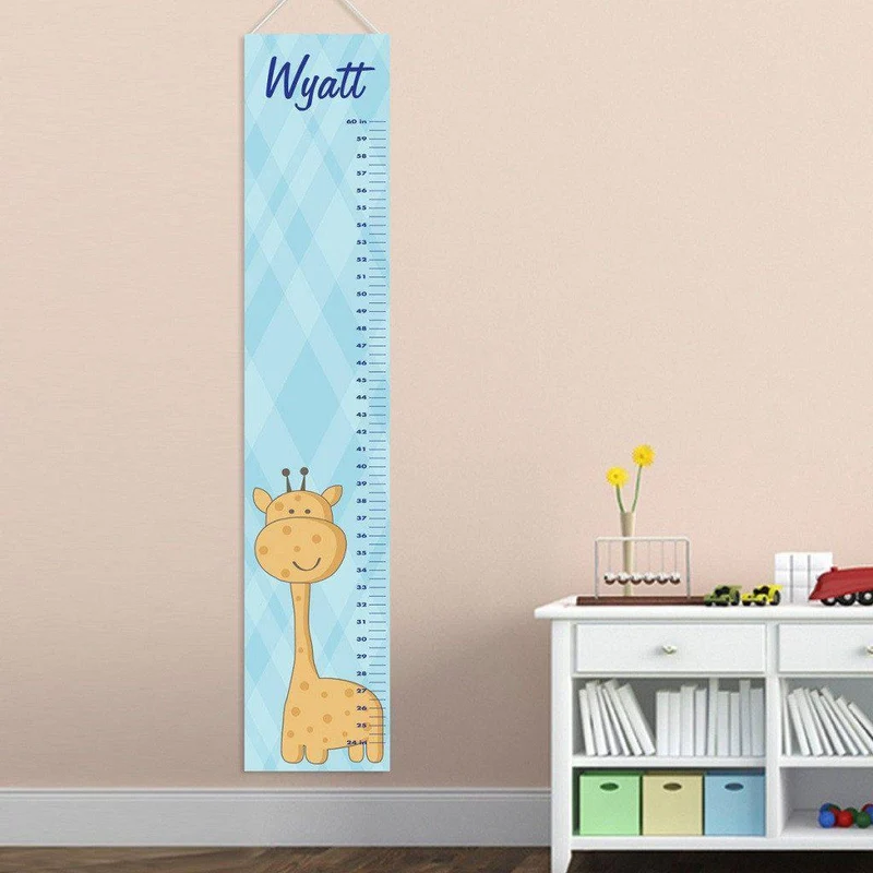 Baby Boy Giraffe Personalized Height Chart