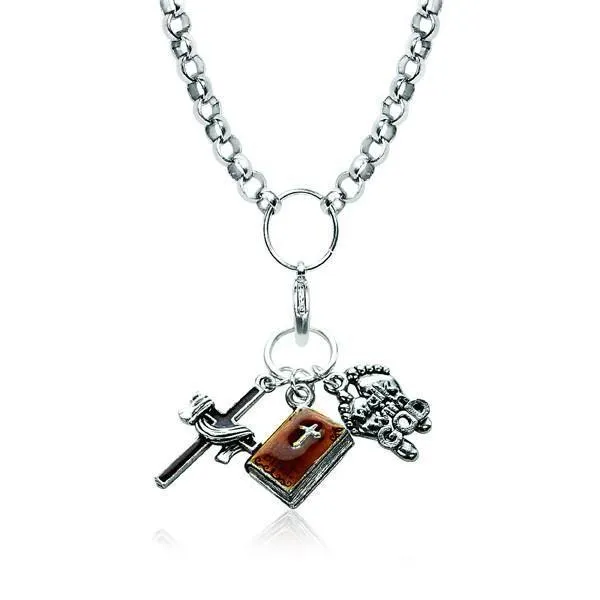 Religious Charm Necklace in Silver