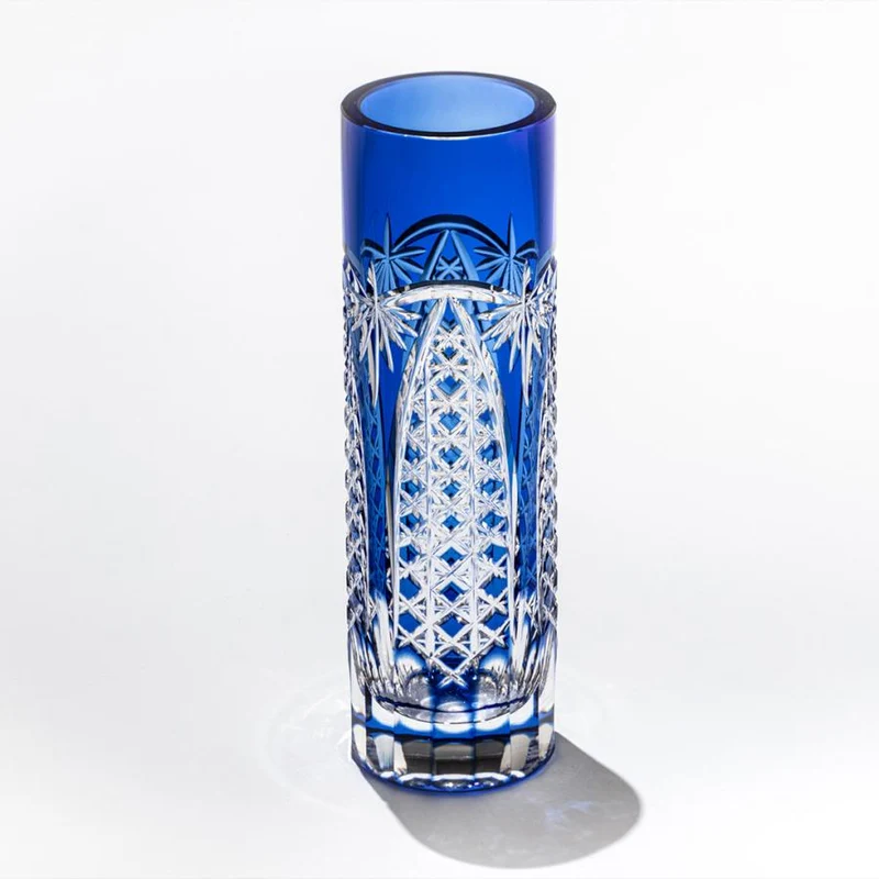 Křišťálová váza Kagami Edo Kiriko modrá F489-2627-CCB
