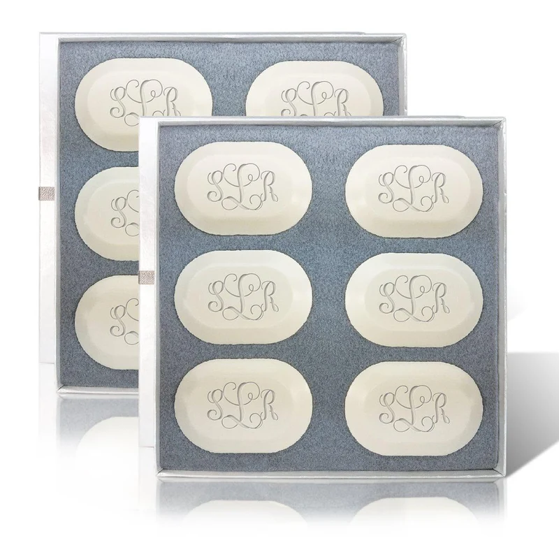 One Dozen Personalized Carved Bars of Soap - Monogram