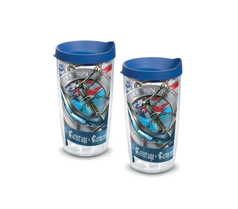 Navy Anchor 16 oz. Tervis Tumbler with Lid - (Set of 2)