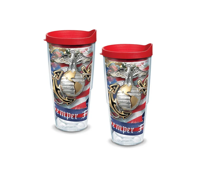 Marines Eagle & Anchor 24 oz. Tervis Tumbler with Lid - (Set of 2)