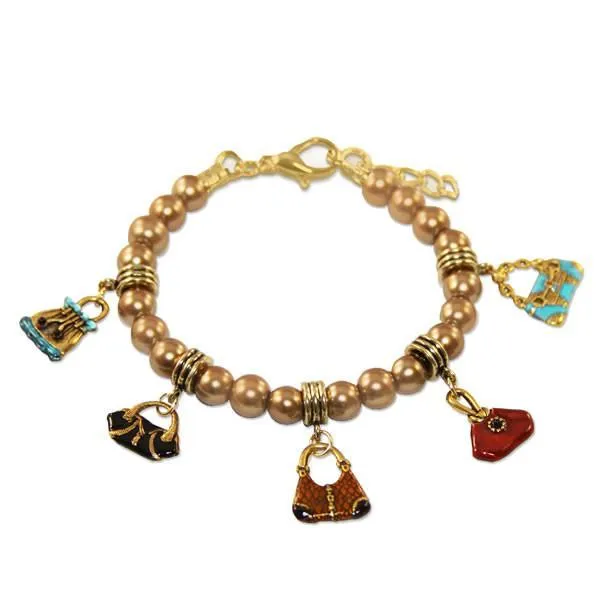 Purse Lover Charm Bracelet in Gold