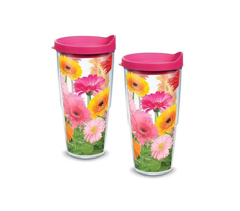Gerbera Daisies 24 oz. Tervis Tumbler with Lid - (Set of 2)