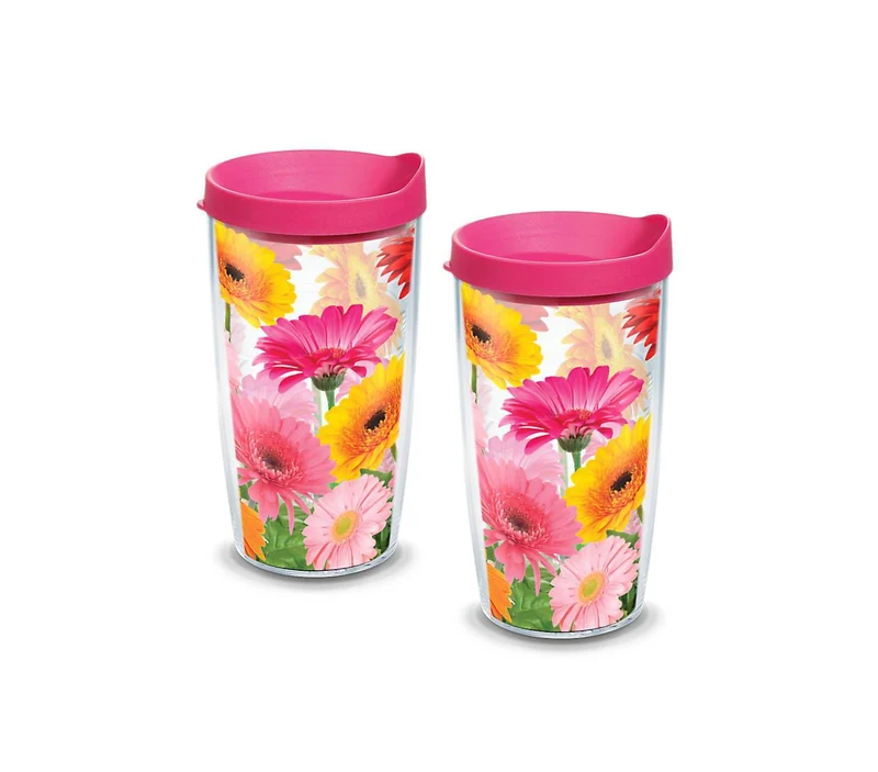 Gerbera Daisies 16 oz. Tervis Tumbler with Lid - (Set of 2)