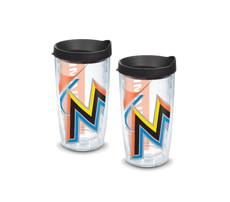 Miami Marlins Colossal 16 oz. Tervis Tumbler with Lid - (Set of 2)